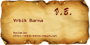 Vrbik Barna névjegykártya